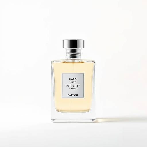 Fotografia de um frasco de perfume em um fundo branco